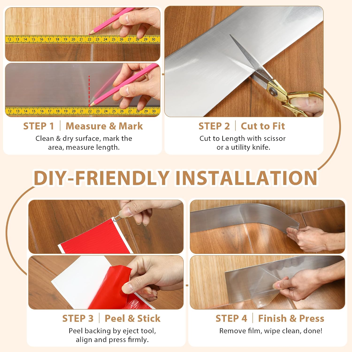 Peel and Stick Dishwasher Kick Plate Base Cover 3.94in x 11.5ft, Easy DIY Cuttable with Scissors Baseboard Molding Trim for Wall, Door, Kitchen Cupboard, Dishwasher Toe - Anti-Scratch Protection
