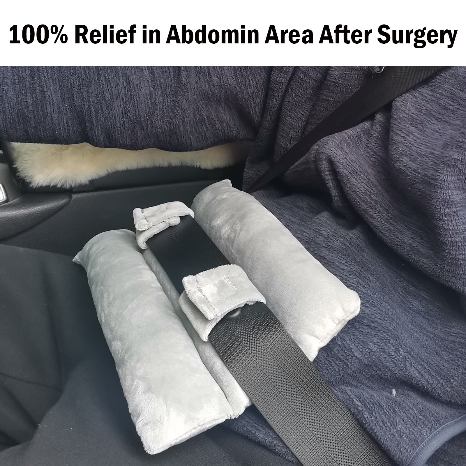 Mastectomy and Hysterectomy Pillow,Masectomy Surgery and Heart Post After Breast Surgery Recovery Gifts,Lumpectomy Cushion,C-Section Chemo Patients Polyester Fibre Port Seatbelt Pillows(Grey)