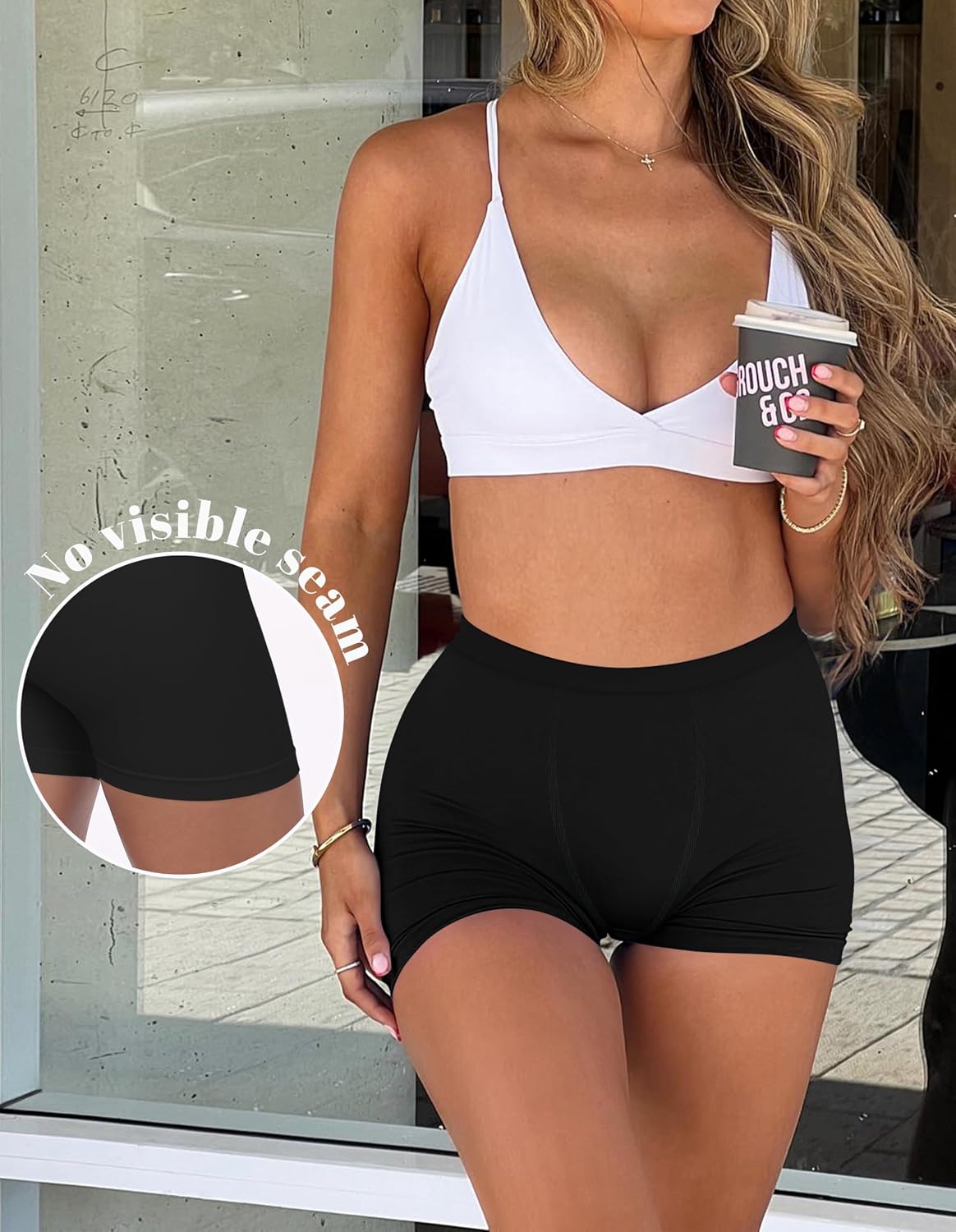 OLCHEE Womens Boyshorts Underwear Panties Seamless High Waisted Boxer Briefs 3.9" Inseam Comfy Stretch Shorts 5 Pack, Black White Beige Brown Grey, Medium