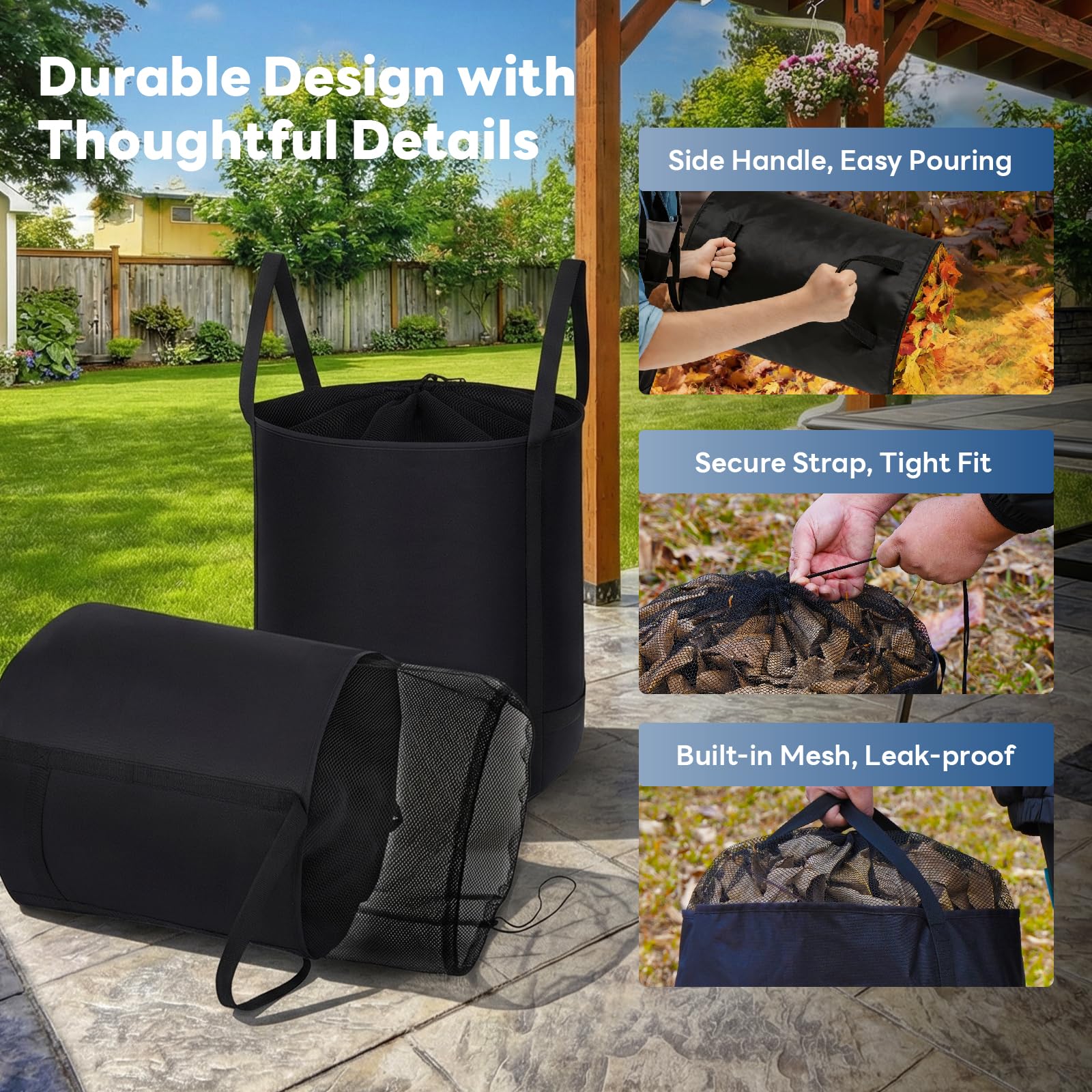 2 Stück 60L Groß Fangsack für Gartenhäcksler,Reißfester Ersatz Häcksler Garten Auffangbeutel mit Kordelzug,Universal Walzenhäcksler Laubsack Kompatibel mit Meisten IKRA ILH 3000 S,IMH & Güde