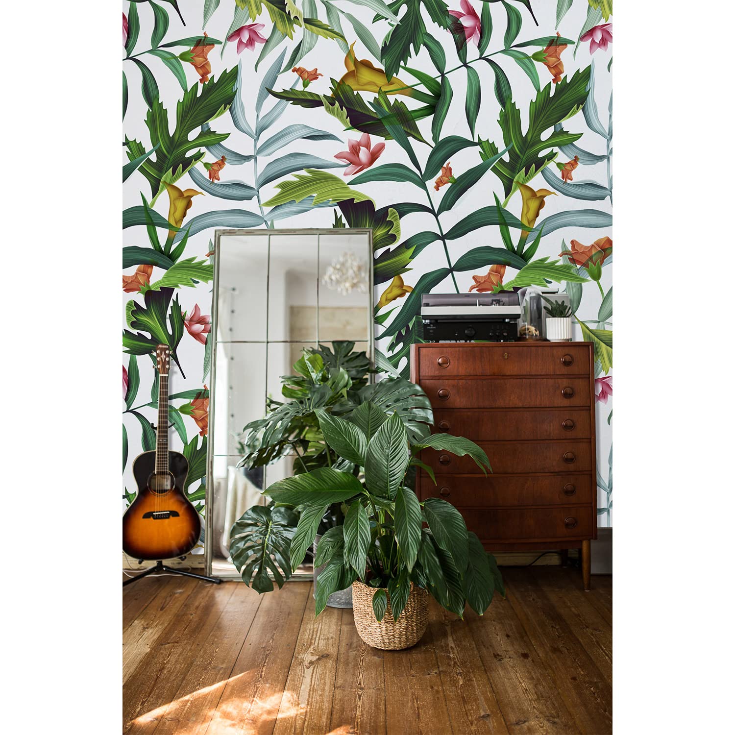 Papier peint feuilles tropicales Coloray 312x219cm revêtement latex