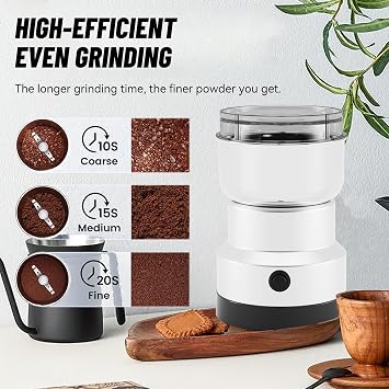 Portable Spice Grinder for Coffee Bean Spices and Seeds Electric Grinder with Stainless Steel Blades for Home Use (Silvery)