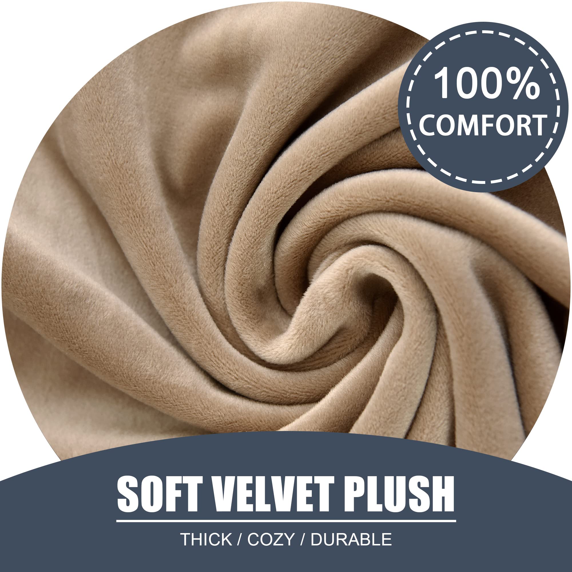 Recliner Chair Covers, 4-Piece Velvet Stretch Recliner Slipcover Single Seat Couch Cover Soft Furniture Protector with Pocket (Light tan)