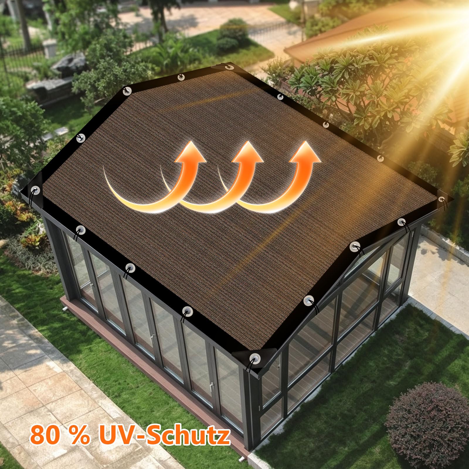 Rete Ombreggiante 80% UV per Piante Serra Pollaio, Telo con Occhielli | Rete ombreggiante in HDPE; resistente all'invecchiamento, allo strappo e allo sbiadimento; installazione semplice