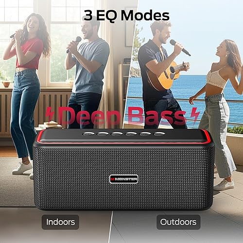 Miniatura 3 de Monster Shock Pro - Altavoz Bluetooth con correa, altavoz de 100 W con graves profundos, altavoces inalámbricos portátiles con TWS, tiempo de