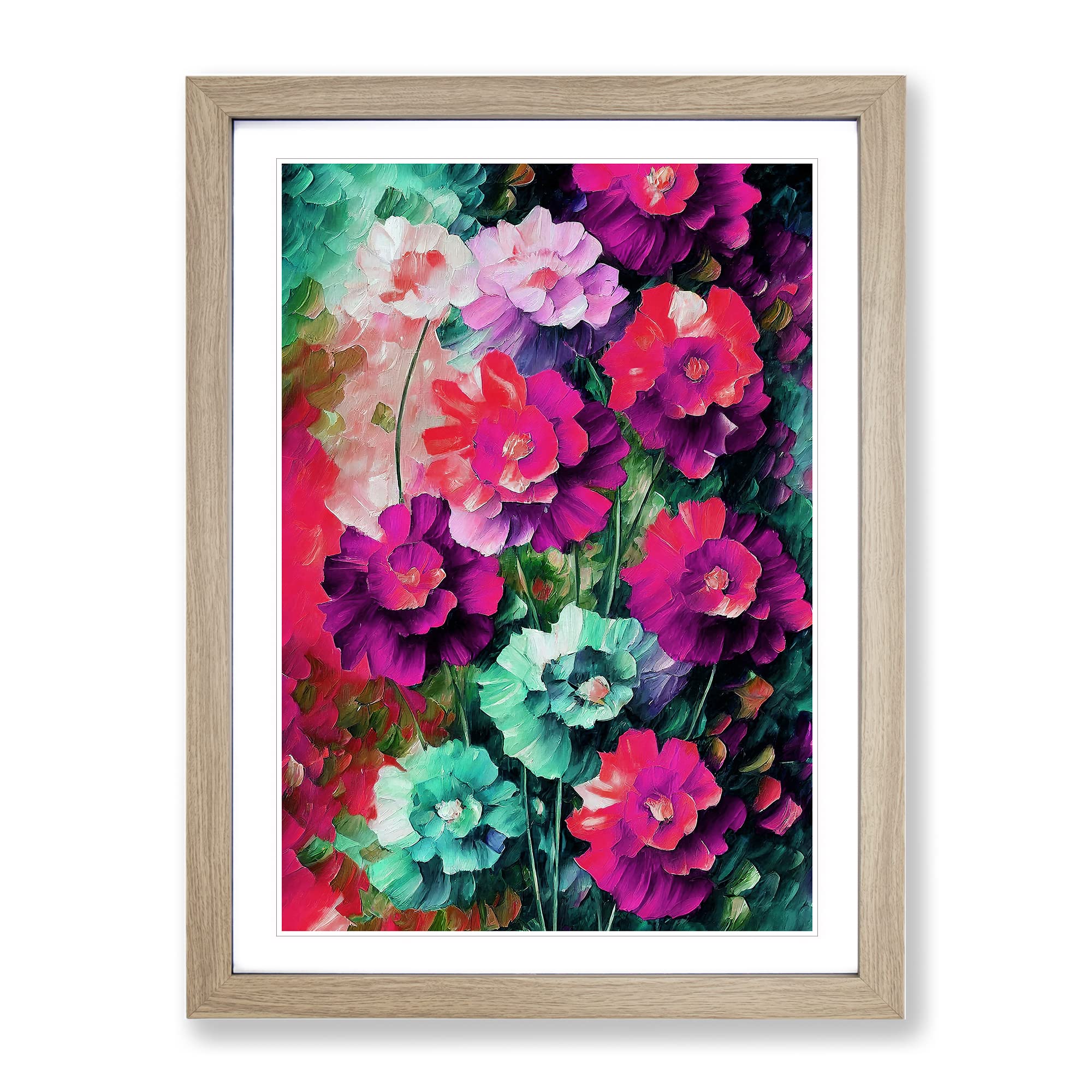 Bunch Of Flowers No.4 Framed Print, Oak, A3 (34 x 46 cm)