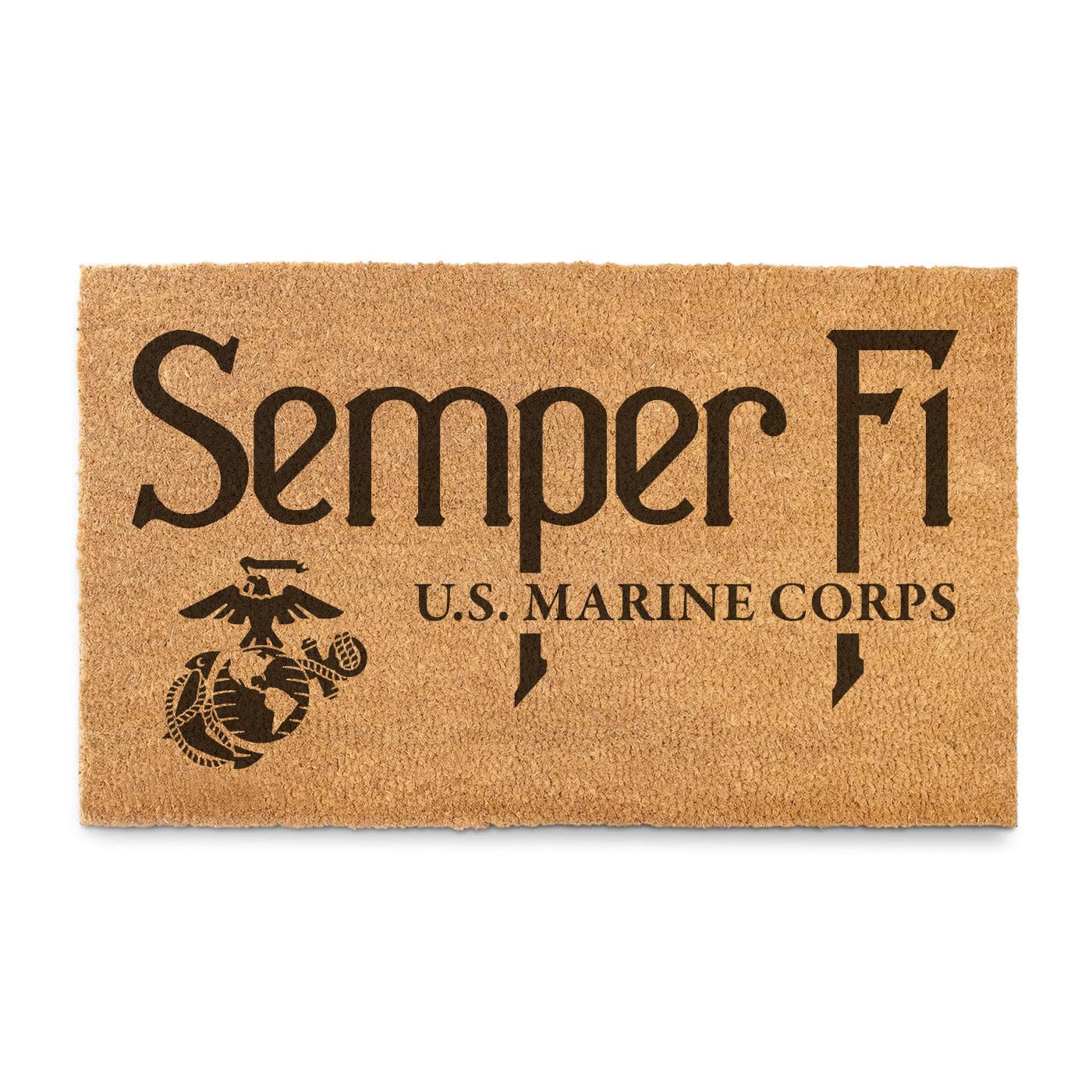7.62 Design USMC Semper Fi 18 x 30 inch Coir Doormat - Made in The USA