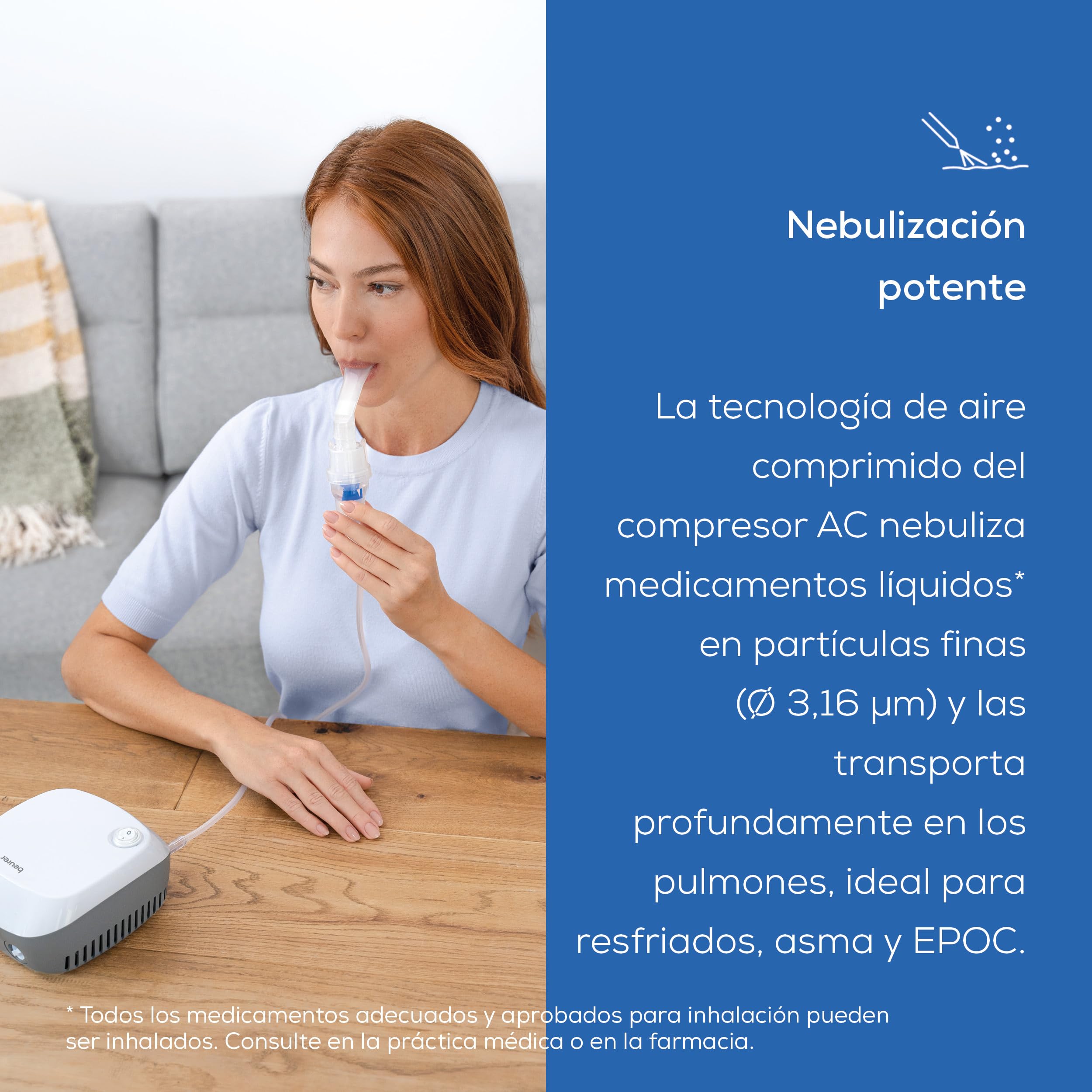 Beurer IH 18 Nebulizador para resfriados y enfermedades respiratorias, asma, EPOC, adultos y niños, compacto blanco