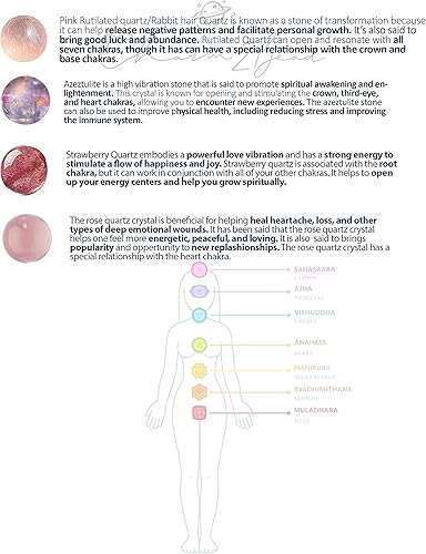 Miniatura 9 de Piedra preciosa rosa y oro rosa cuarzo rosa, cuarzo fresa, azeztulita, cuarzo rutilado pulsera hecha a mano con diseño original