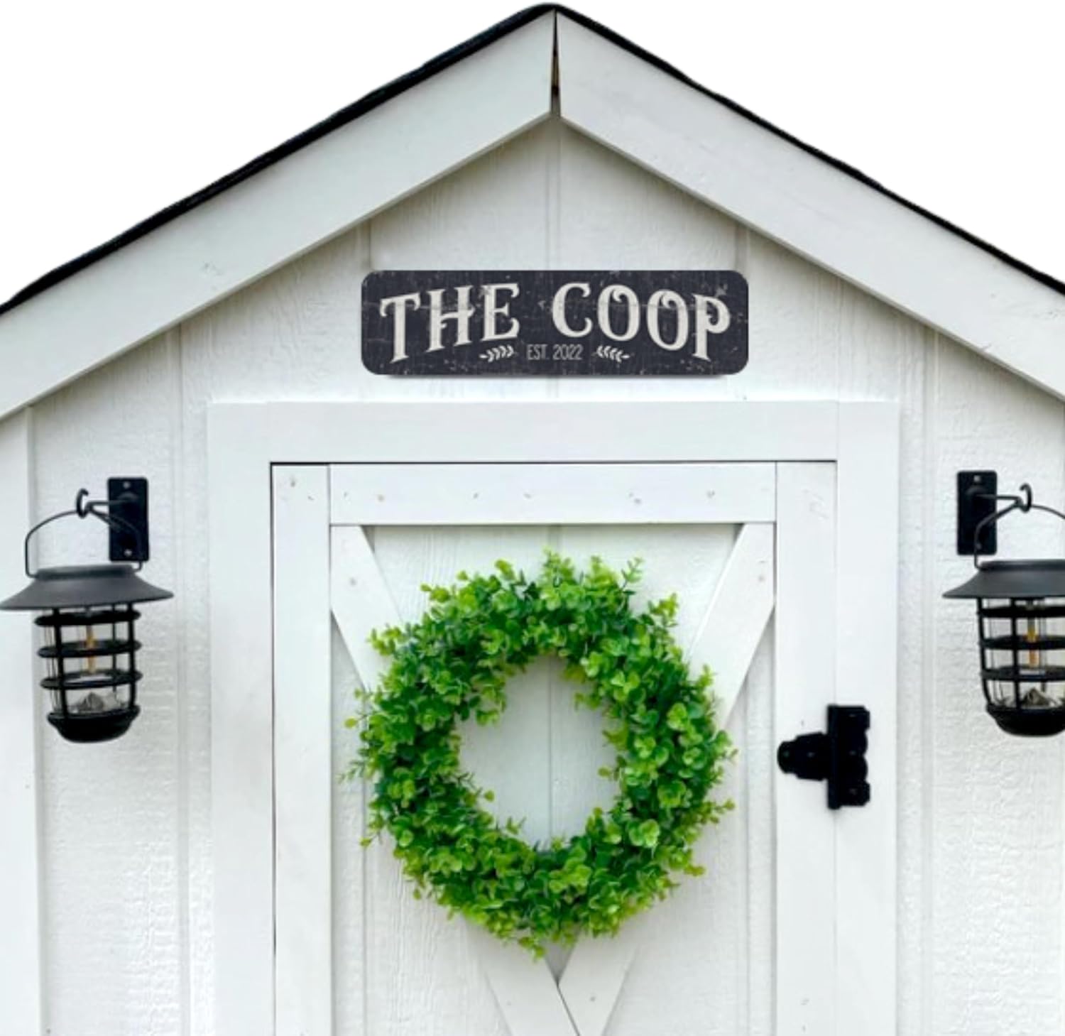 Personalized The Coop Outdoor Safe Metal Chicken Coop Sign for Chicken Decor (BLACK)