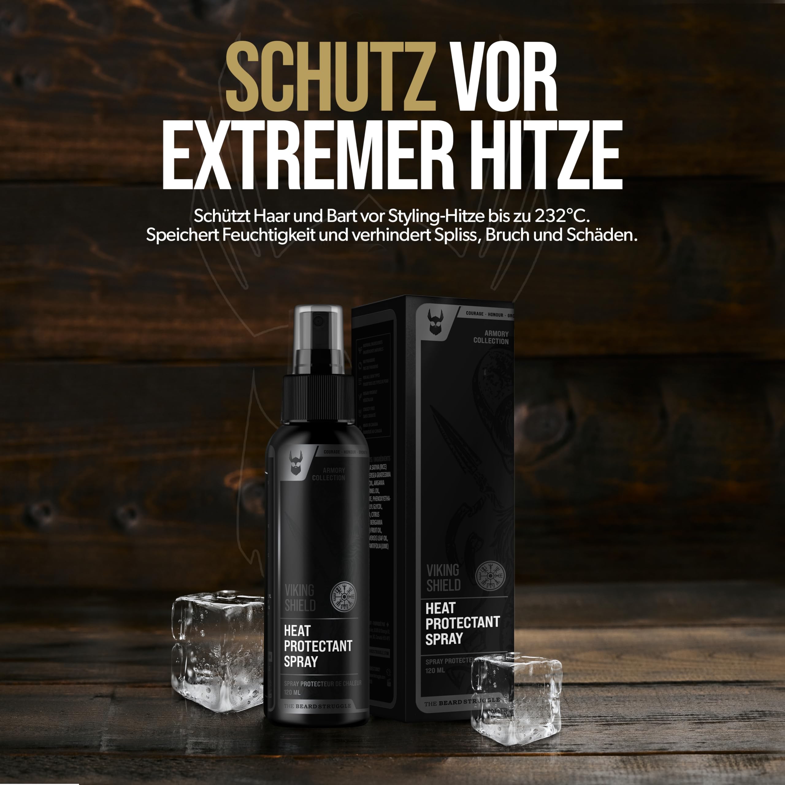The Beard Struggle Hitzeschutzspray für Bart & Haar – Arganöl Spray schützt bis 230 °C – Bartpflege & Styling für Männer 120 ml