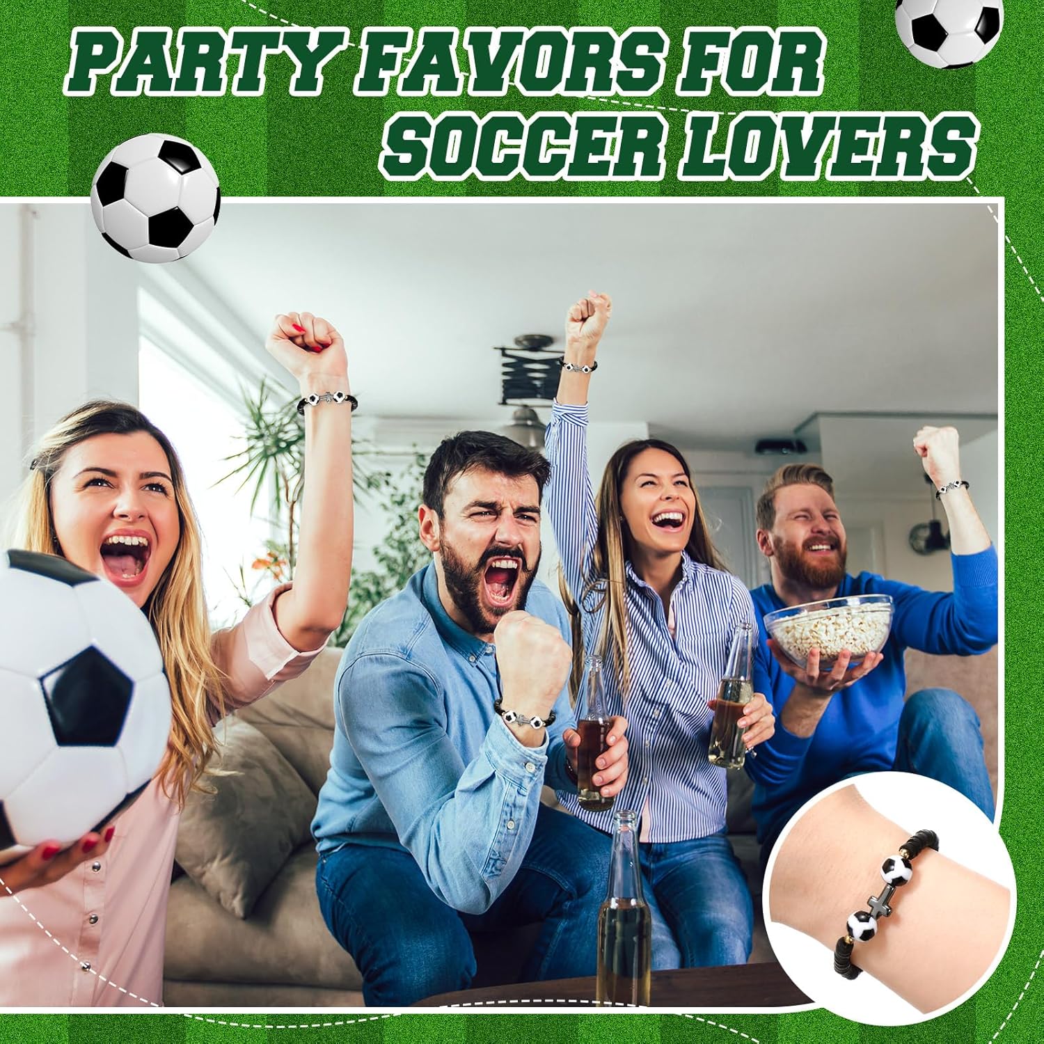 24 Set Bracelets Bulk with Basketball Football Soccer Baseball Sport Team Gifts Adjustable Bead Bracelets with Blessing Card Sport Party Favors for Players Team Lovers Fan - Image 5