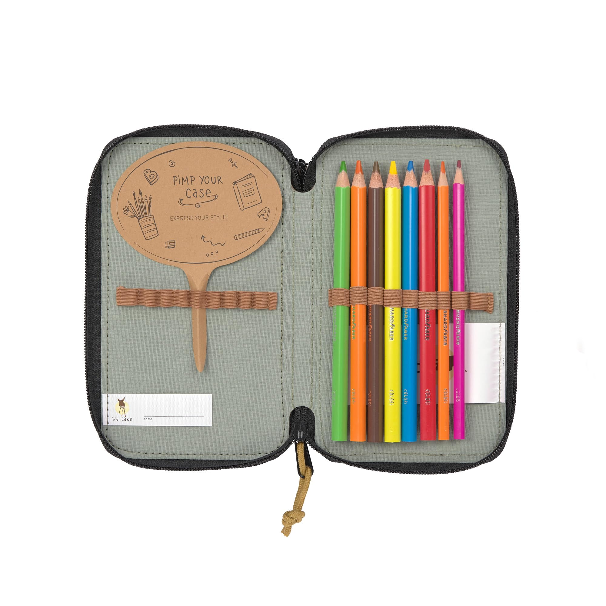 LÄSSIG Pencil Case Filled 20 Pieces/School Triple Pencil Case Unique, Black, Standard Size - Image 4