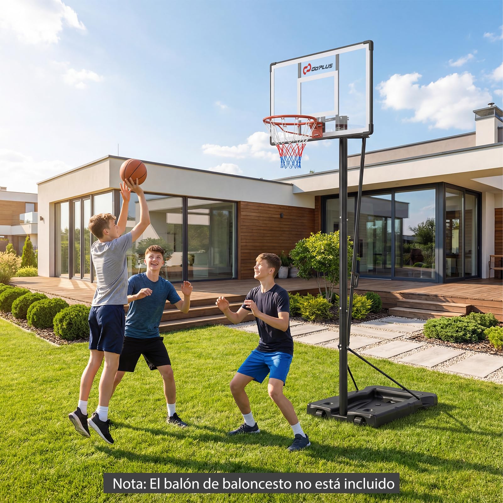 COSTWAY Canasta de Baloncesto, Altura Ajustable de 10 Niveles, 170 a 305 cm, Base Rellenable y Ruedas, Canasta de Baloncesto Niños Adultos Interior Exterior