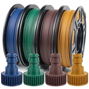 iSANMATE 3D Printer Filament, Colorful Carbon Fiber Filament Bundle, PLA Filament 1.75mm Carbon Fiber Pla(Blue, Army Green, Coffee, Brown), High-Accuracy +/- 0.02 mm, 250g x 4 Spool