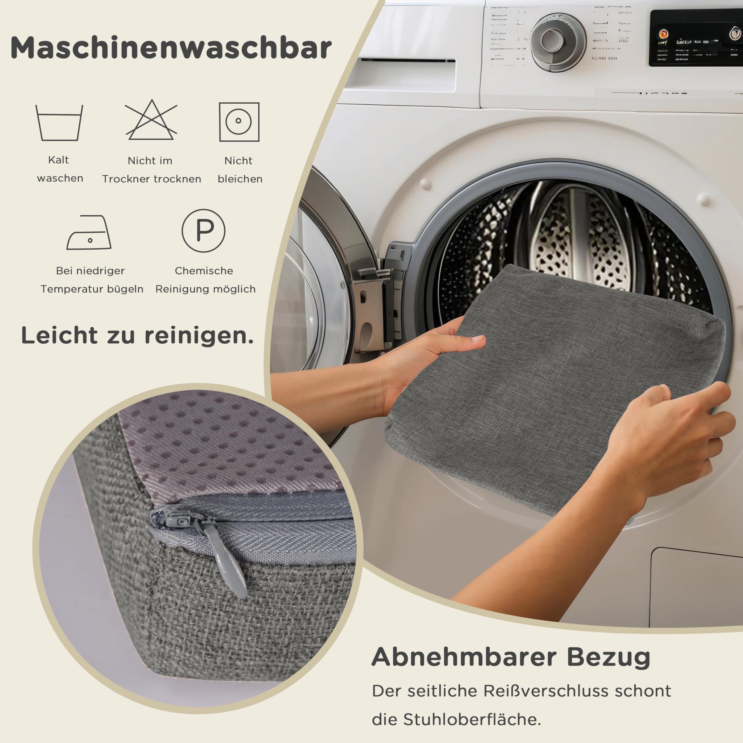 AddGrace rutschfeste Barhockerkissen – Quadratische Barhockerkissen mit Bändern, 4er-Set, kleine quadratische Sitzkissen mit waschbarer Hülle, 30x30x5 cm (Dunkelgrau)