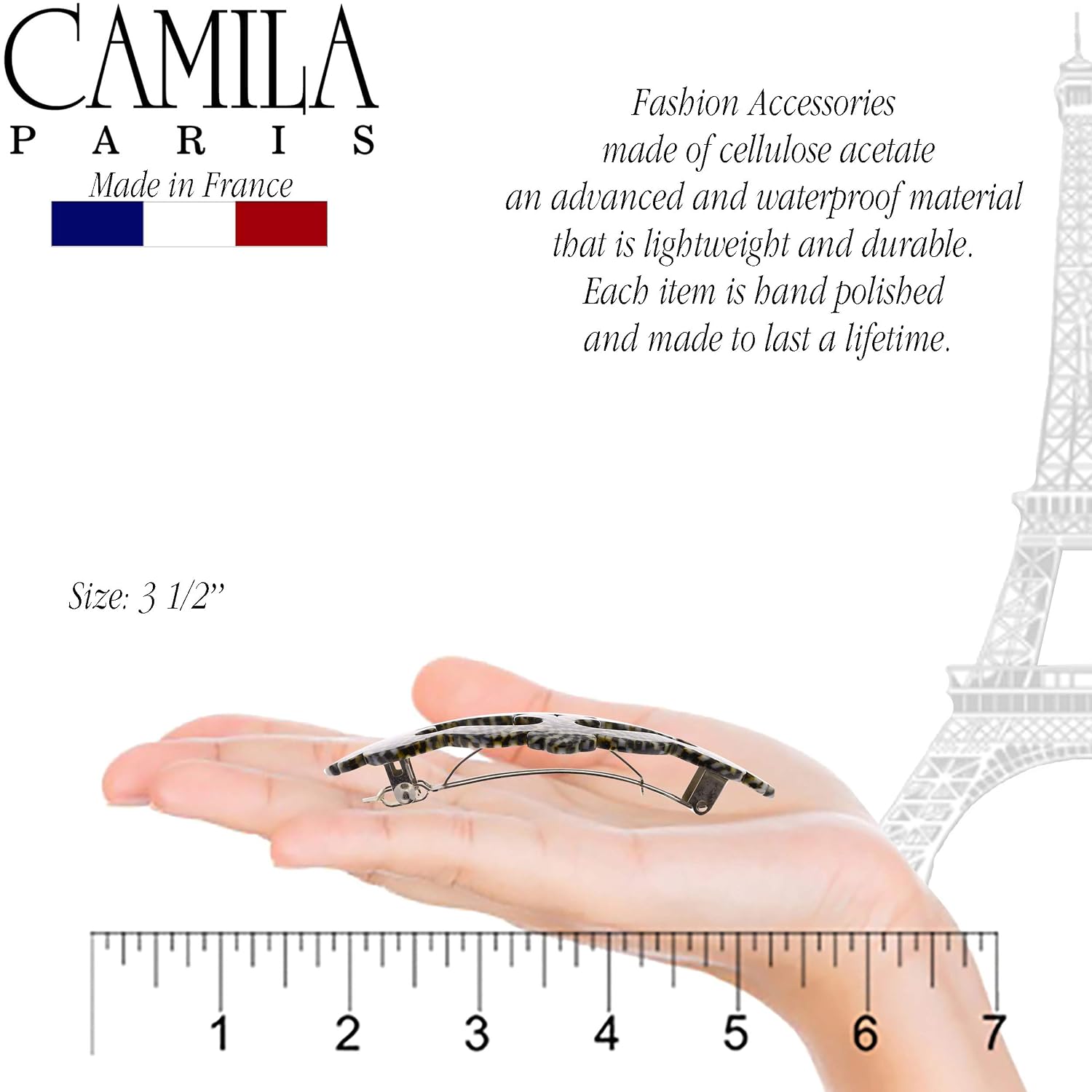 Camila Paris V107 French Hair Barrette Clip for Girls Handmade Opera, Strong Hold Grip Hair Clips for Women, No Slip and Durable Styling Girls Hair Accessories, Made in France image 3