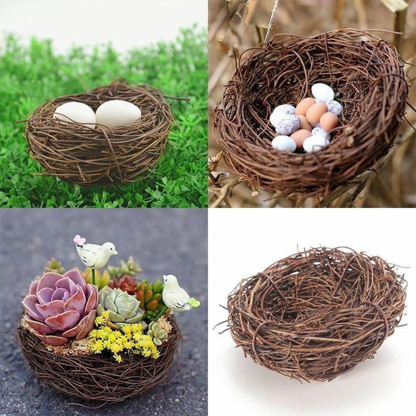 Nido de pájaros, Nido de pájaro ratán 6 cm y 12, decoración Huevo, Nido Artificial for Adorno jardín, Suministros Enredadera Artesanal S(L)