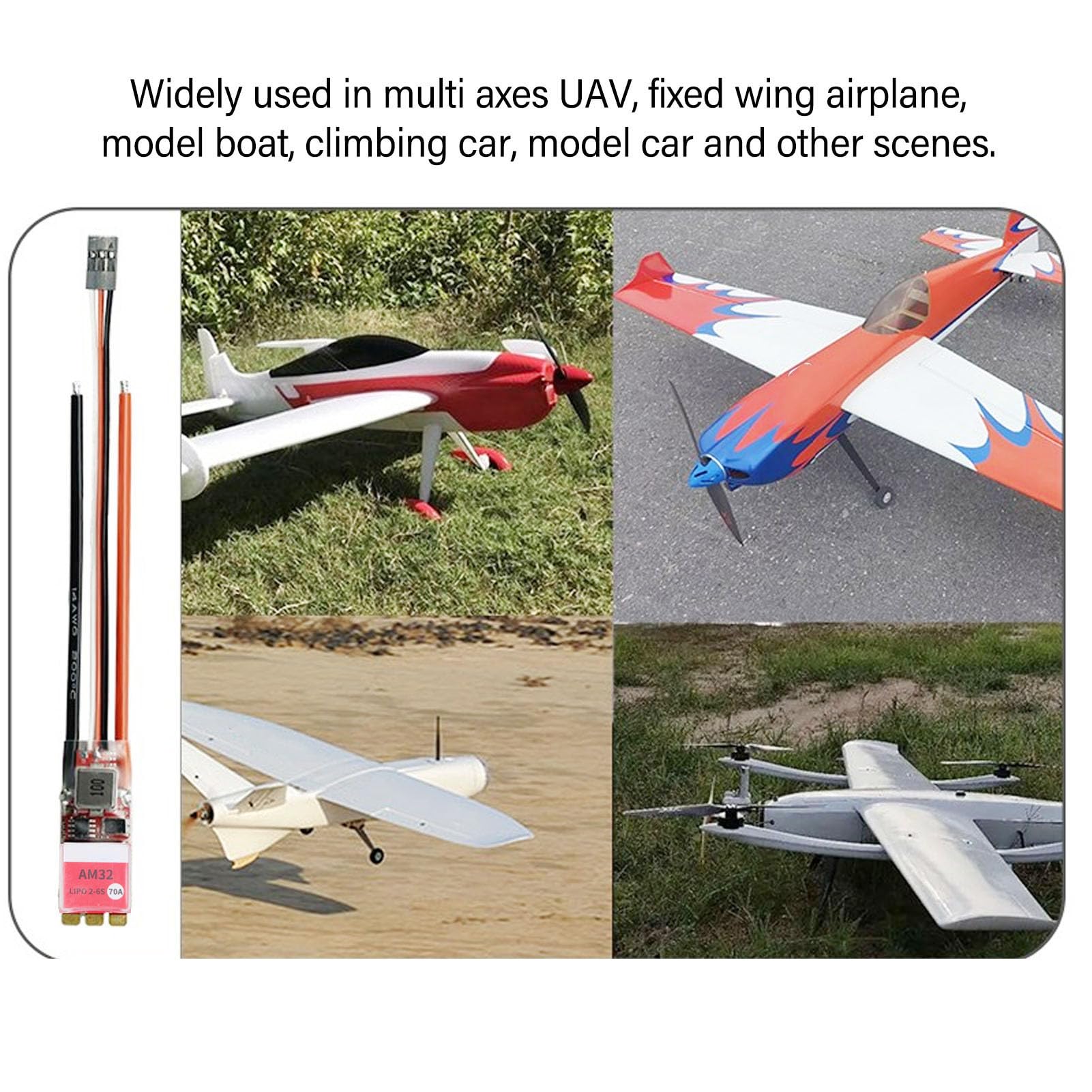 Jeffergarden Elektryczny Regulator Prędkości 70 A, Programowanie Wizualne i Pozłacana Płytka PCB o Masie 3 Uncji z Procesorem STM32G071 do Oświetlenia LED Dronów, Wiele Funkcji dla Dronów