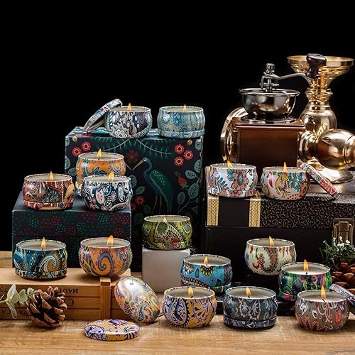 Miniatura 3 de Juego de 16 velas perfumadas, regalos de cera de soja, velas de lata de viaje para el hogar, velas perfumadas de 2.5 onzas para mamá para Navidad,