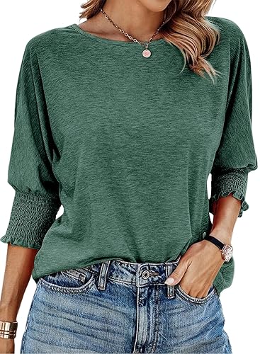 Dokotoo Women's 2026 Fashion Tops 3/4 Sleeve T-Shirts Cute Crewneck