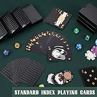 Vista 4 de Zubebe 24 barajas de cartas impermeables de plástico negro dorado cartas de póquer impermeables de lujo para adultos, lavables, uso para fiestas