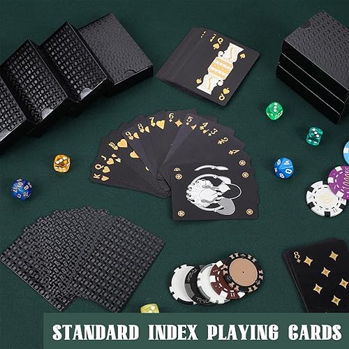 Miniatura 4 de Zubebe 24 barajas de cartas impermeables de plástico negro dorado cartas de póquer impermeables de lujo para adultos, lavables, uso para fiestas y