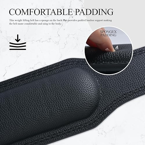 Miniatura 6 de Cinturón de cuero para levantamiento de pesas, 10 agujeros ajustables, 4 pulgadas de ancho, cinturón de alimentación de doble punta para gimnasio,