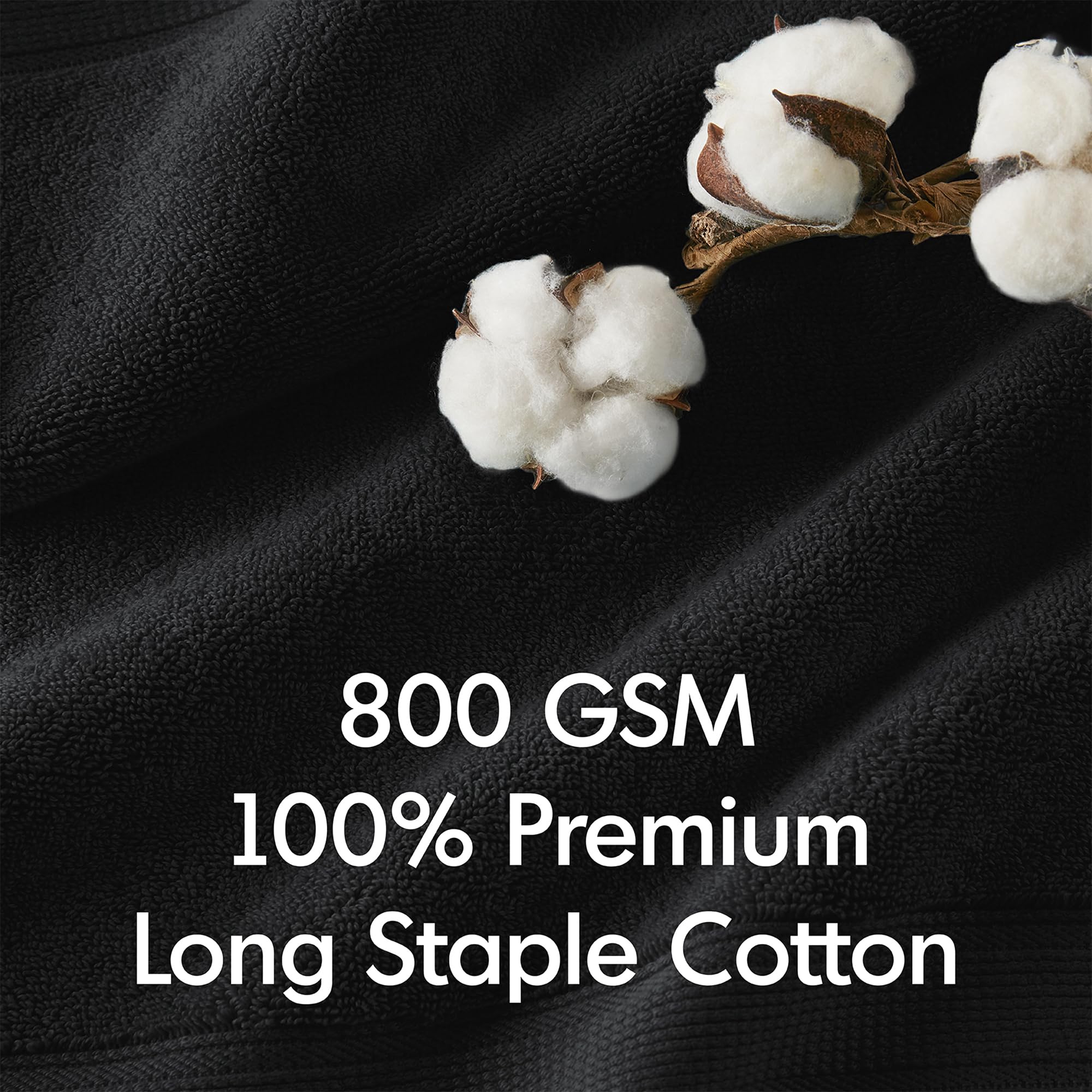 Madison Park Signature Lot de 2 Serviettes de Bain luxueuses, 100% Coton, 800 g/m², très absorbantes, séchage Rapide, qualité hôtelière et Spa, pour Salle de Bain, 86,4 x 172,7 cm, Noir