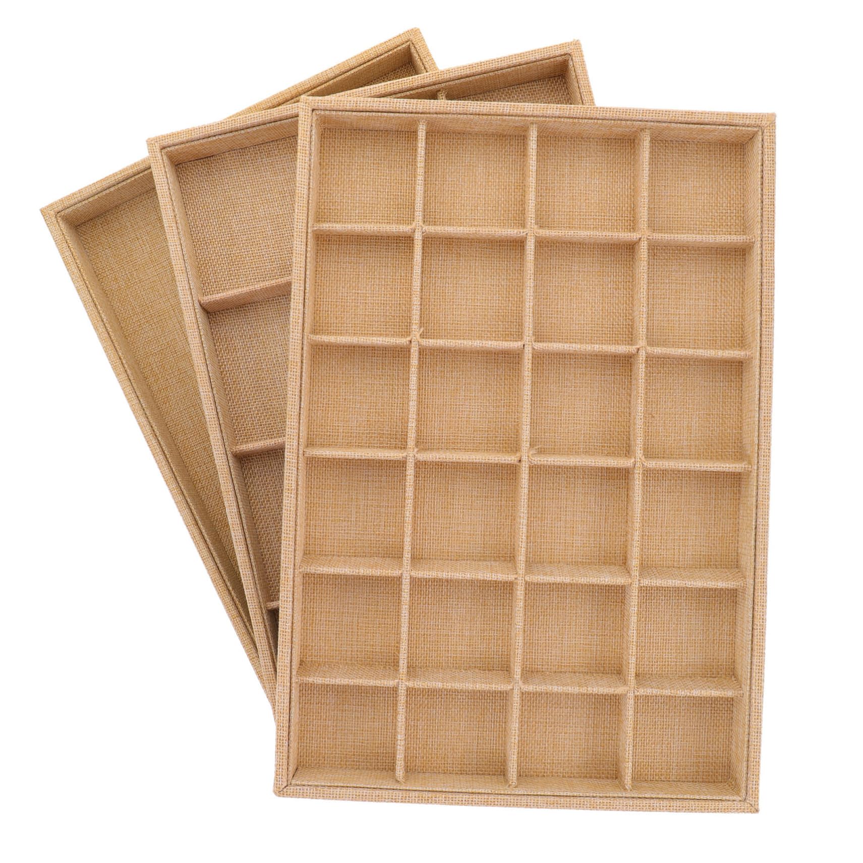 3pièces Plateau Empilable Lin Pour Bijoux Organisateur De Rangement De Colliers Et Bracelets Support Robuste Et Pratique Pour Gestion Des Accessoires