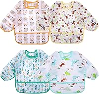 Vista 19 de Accmor 4 Pack Long Sleeve Bibs, Baby Smock Waterproof Sleeved Bib Smock for Baby Toddler 6-36 Months
