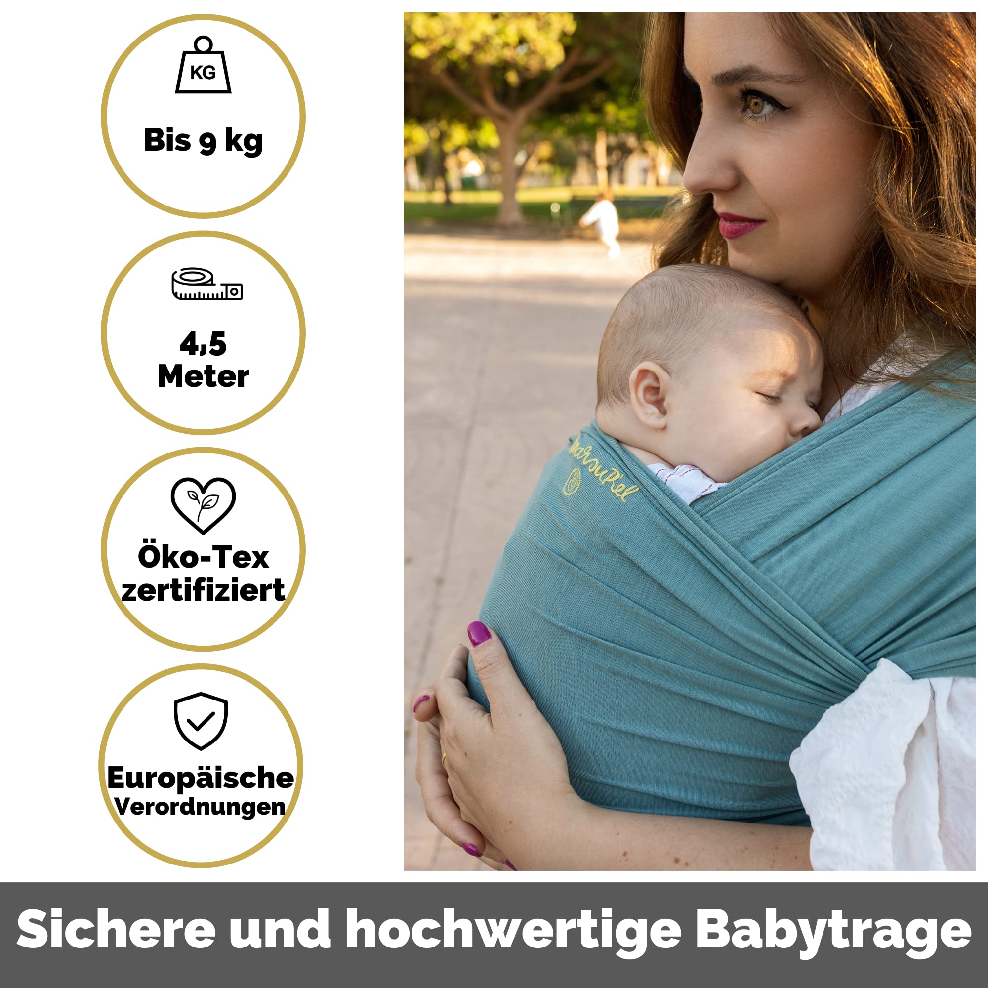 Amarsupiel | Amarsupiel BAMBOO Babytragetuch | Einfach zu bedienende elastische Babytrage | OEKOTEX Bambuszertifikat | Made in Germany