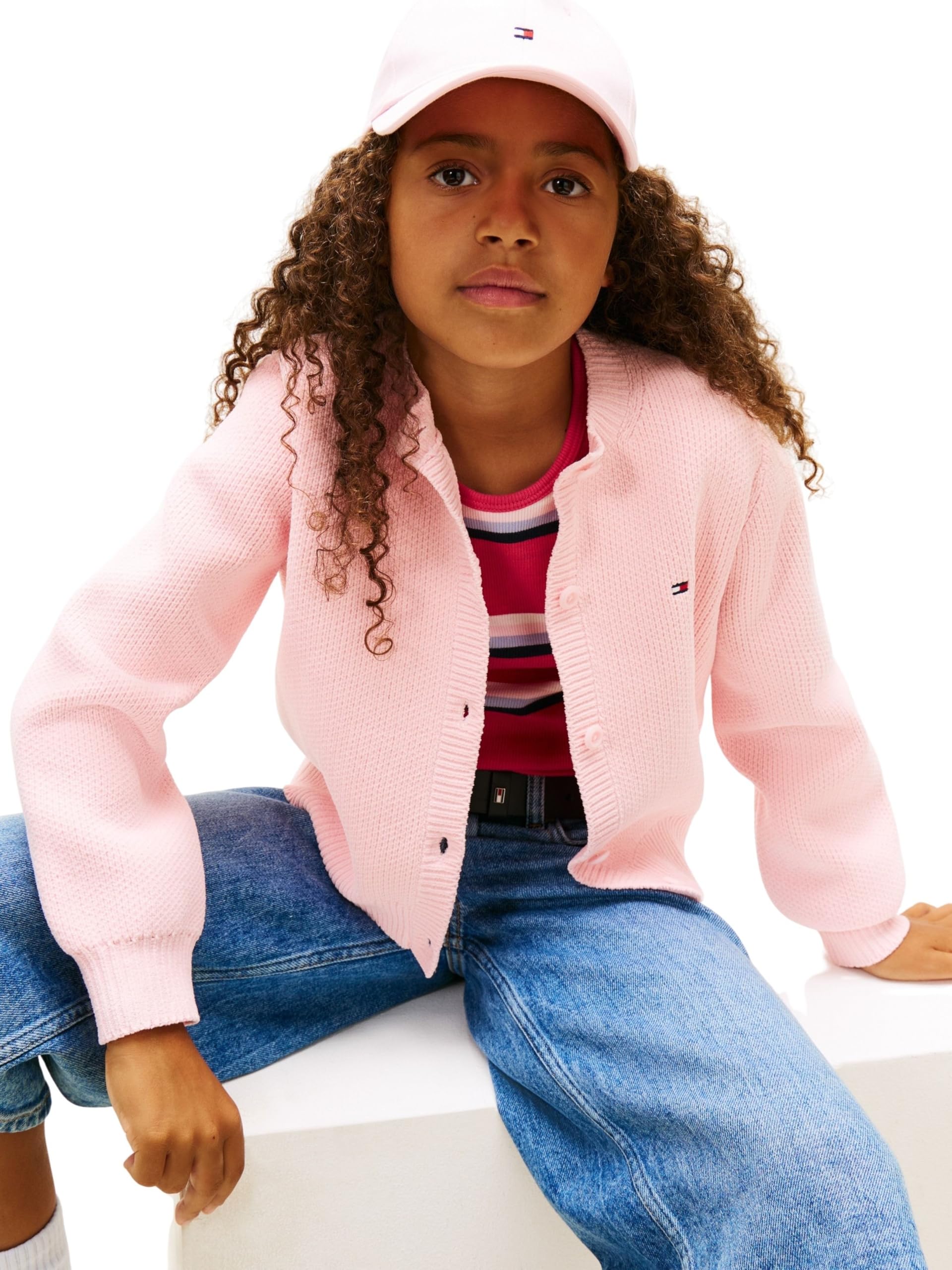 Tommy Hilfiger Chaqueta de Punto Chicas Cardigan Chenille con Botones, Rosa (Duchess Pink), 12 Años