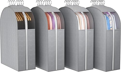 Miniatura 16 de Bolsas transparentes para colgar ropa de 10 pulgadas con refuerzo, bolsas de traje para almacenamiento en el armario, funda de plástico colgante