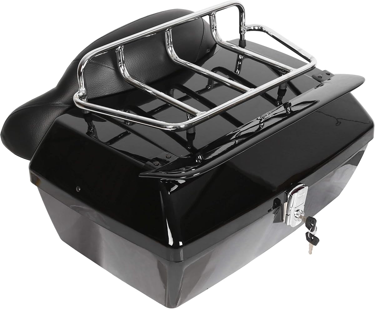 ECOTRIC 50L Motorcycle Trunk W/Taillight Universal | Compatible with Harley Honda Yamaha Cruiser Road King Steet Road Glide Fatboy Softail Luggage trunk Tail Box