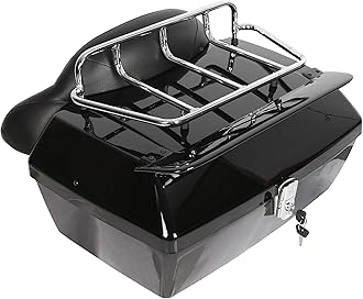 50L Universal Motorcycle Trunk W/Taillight & Backrest Luggage Rack Compatible with Harley Honda Yamaha Cruiser Road King Steet Road Glide Fatboy Softail Luggage trunk Tail Box Top Case