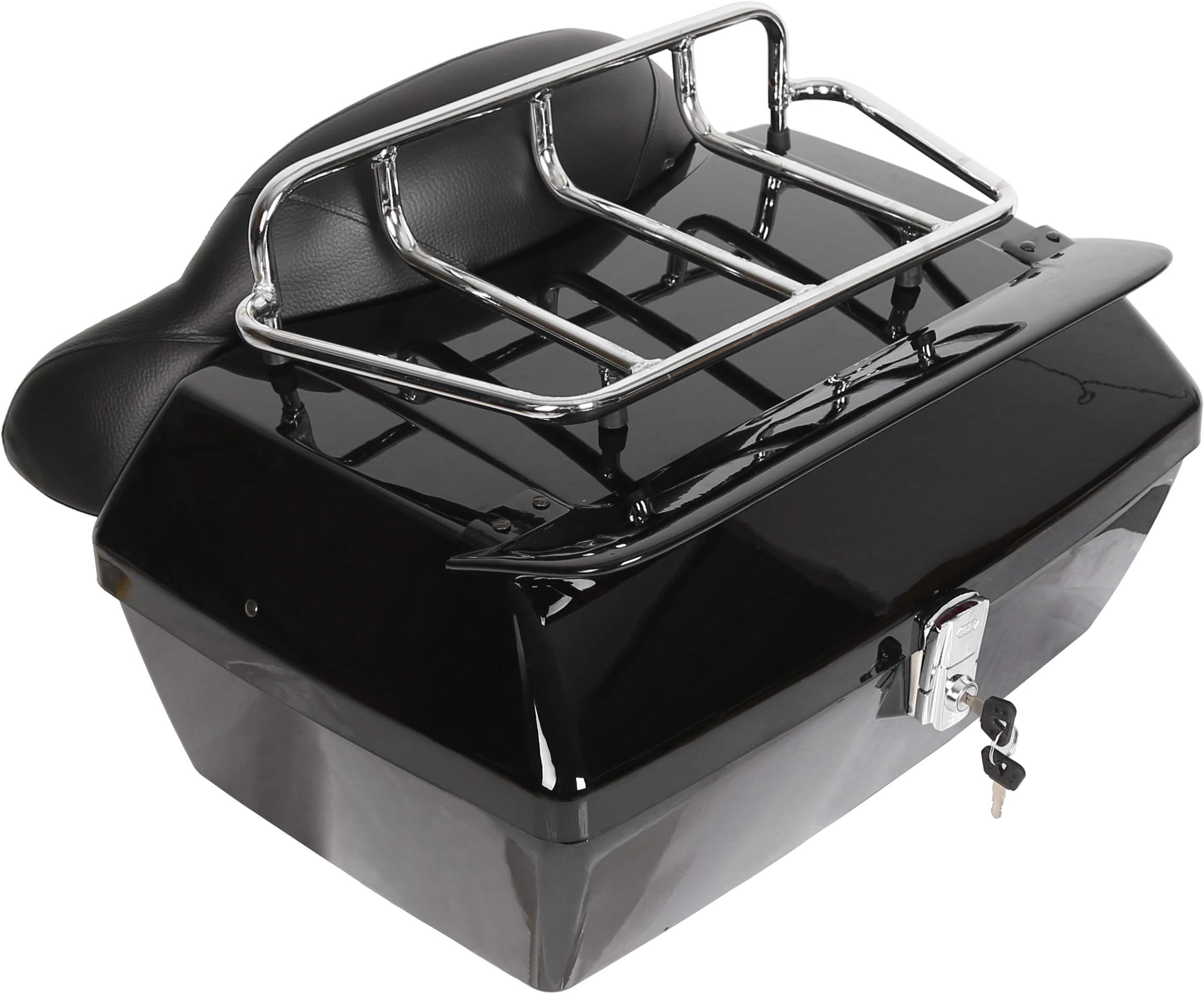 50L Universal Motorcycle Trunk W/Taillight & Backrest Luggage Rack Compatible with Harley Honda Yamaha Cruiser Road King Steet Road Glide Fatboy Softail Luggage trunk Tail Box Top Case