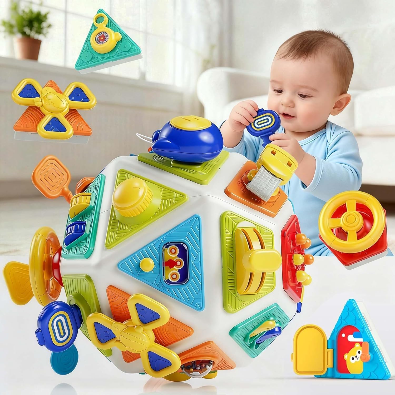 Womiluna 22-in-1 Montessori Busy Board Activity Cube Toys for 1 Year Old Toddlers Educational Learning Sensory Travel Toy for Infant 6-12 12-18 Months Toys Gifts