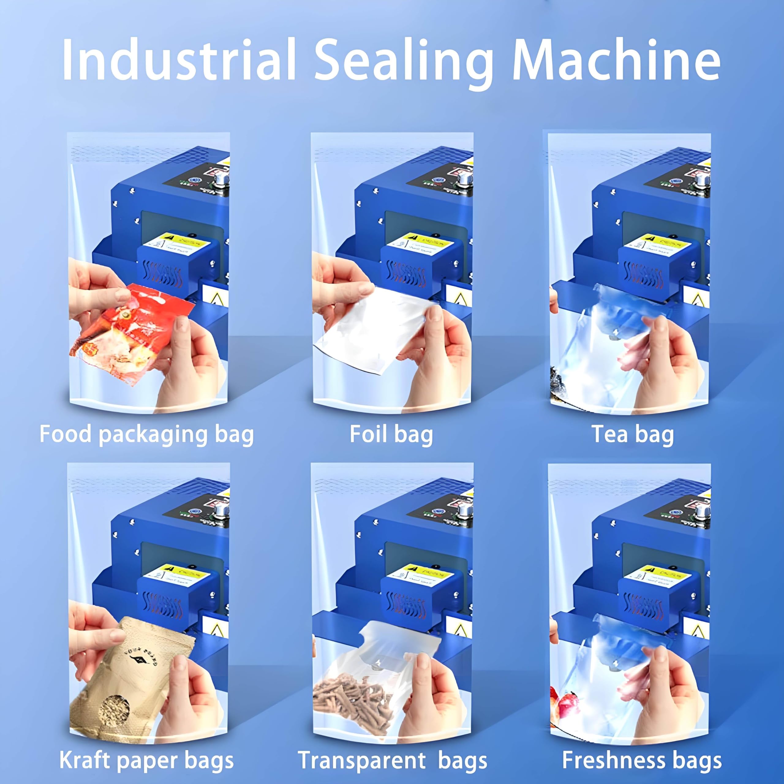Máquina automática de Sellado térmico de Bolsas de plástico, selladora de Banda, envasadora automática de Alimentos de 5 m/min, para Bolsas de PVC, Bolsas de Aluminio y Bolsas de Papel Kraft.
