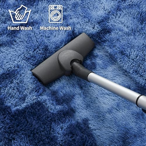 Miniatura 7 de Alfombras de área grandes para sala de estar, de 5 x 8 pies, teñido anudado azul marino, alfombras peludas de felpa ultra suave, modernas alfombras