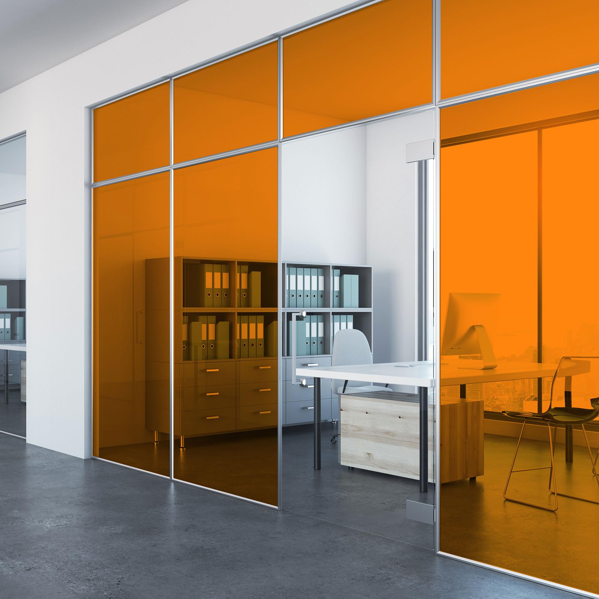 Abode Window Films Orange Transparent Stained Glass Window Film 50Cm X 500Cm, Pvc Self-Adhesive Decorative Window Film, Uv Glass Protection & Easy Application