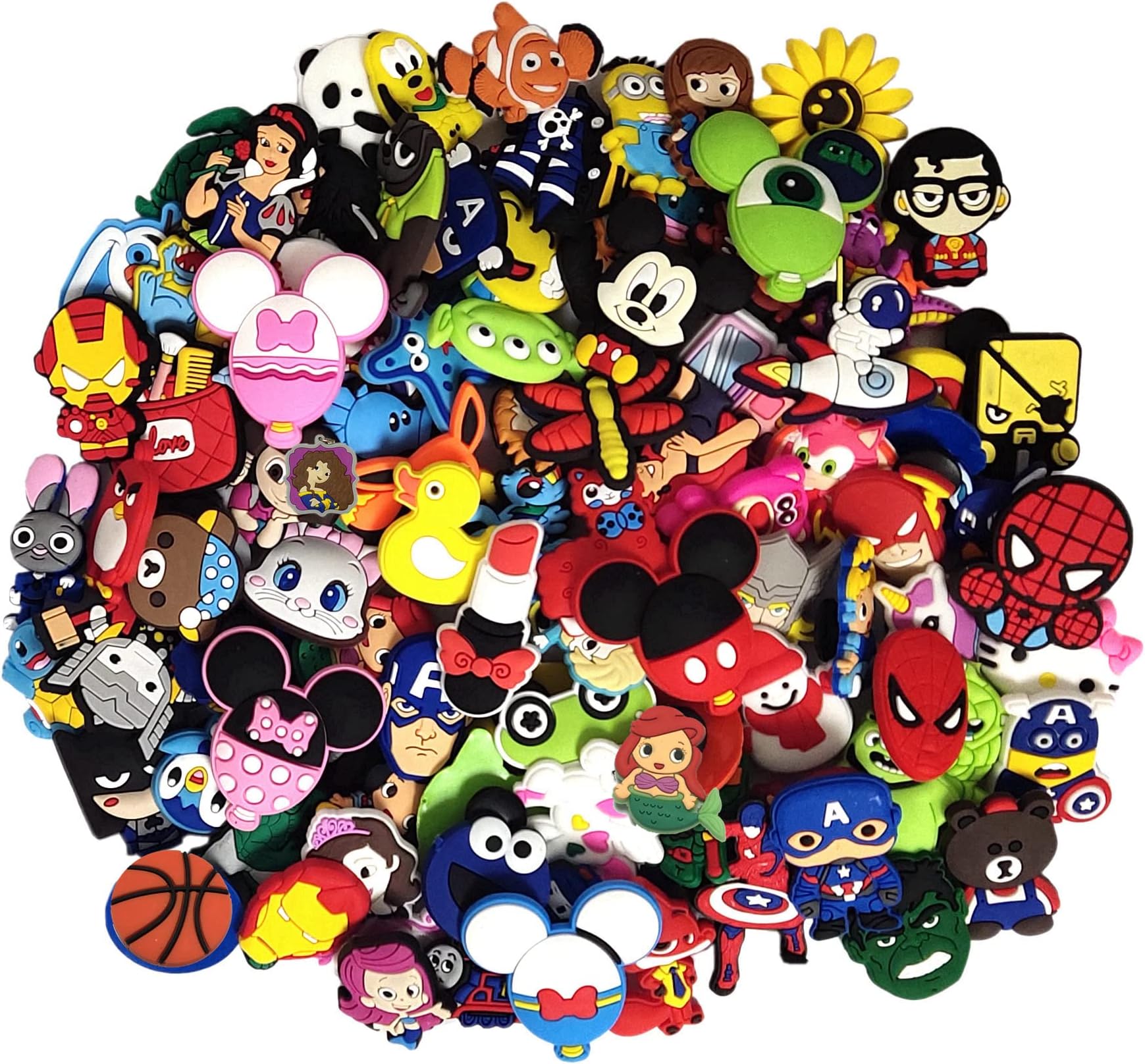 YAOYAO 100/50pcs PVC Different Shoe Charms Fits for Clog Shoes and Wristband Bracelet Decorations Party Favour (100) (100) (100)