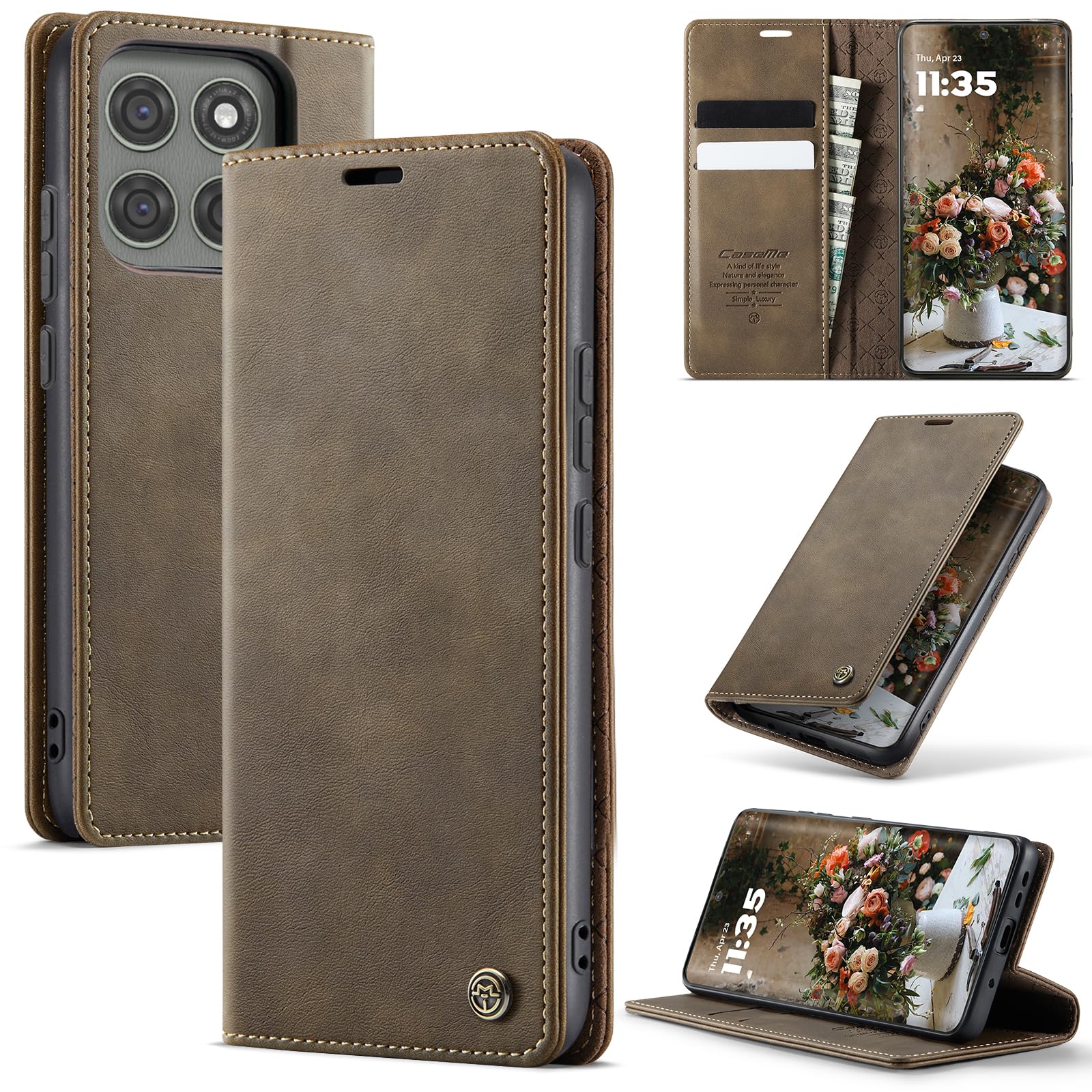 owlhold hülle für iPhone 16/17 Premium Weiches Vintage-Nubukleder klapphülle