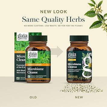 Gaia Herbs Microbiome Cleanse - with Black Walnut, Sweet Wormwood, Oregano & Peppermint - Support for a Balanced GI Tract & Digestive Health* - 60 Vegan Liquid Phyto-Capsules (60 Servings)