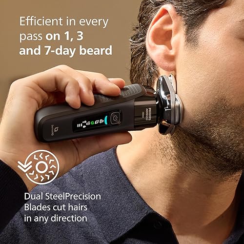 Miniatura 5 de Philips Norelco Shaver i9000, afeitadora eléctrica en seco y húmedo, tinta negra, tecnología SenseIQ, sistema de triple elevación y corte, cuchillas