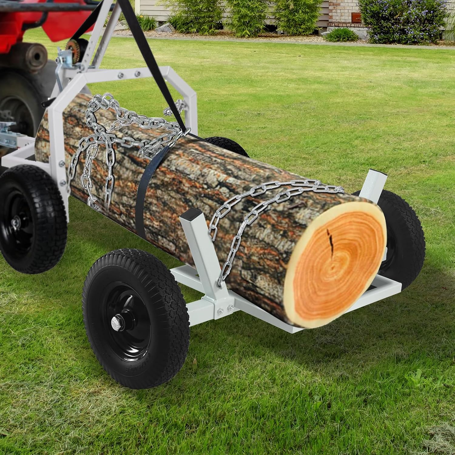 20" ATV Log Holder, 1000 lbs Capacity Heavy Duty Log Skidder with Chain for Farm and Commercial Wood Transport, Gray