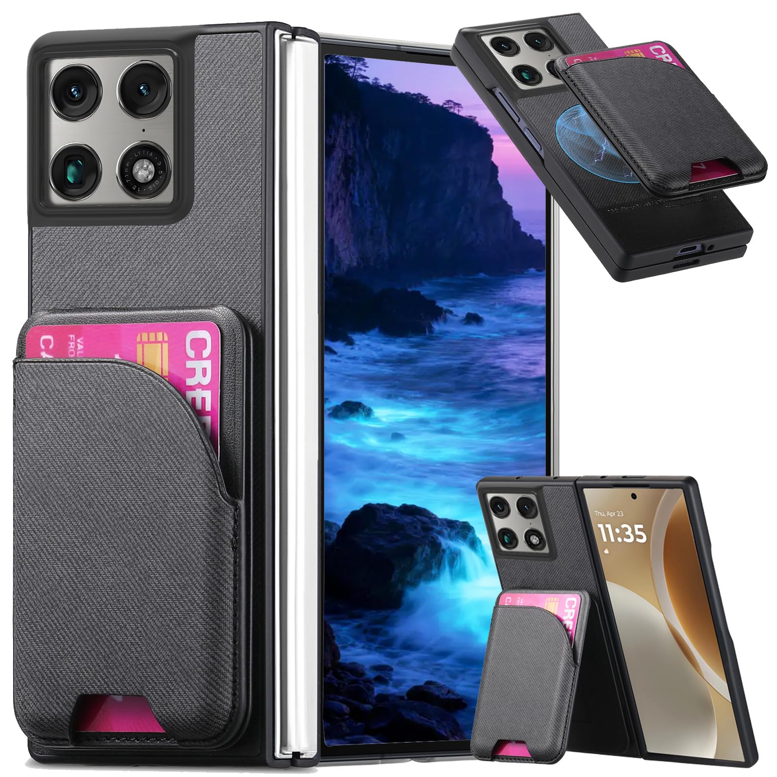 CCSmall Custodia a portafoglio per Motorola Moto Razr Fold 2026 NZ nera