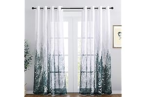 RYB HOME Linen Forest Landscape Curtains