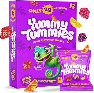 Yummy Tummies Low Sugar Fruit Snacks, 3g Sugar Per Pouch, 0.8 oz (Pack of 22)