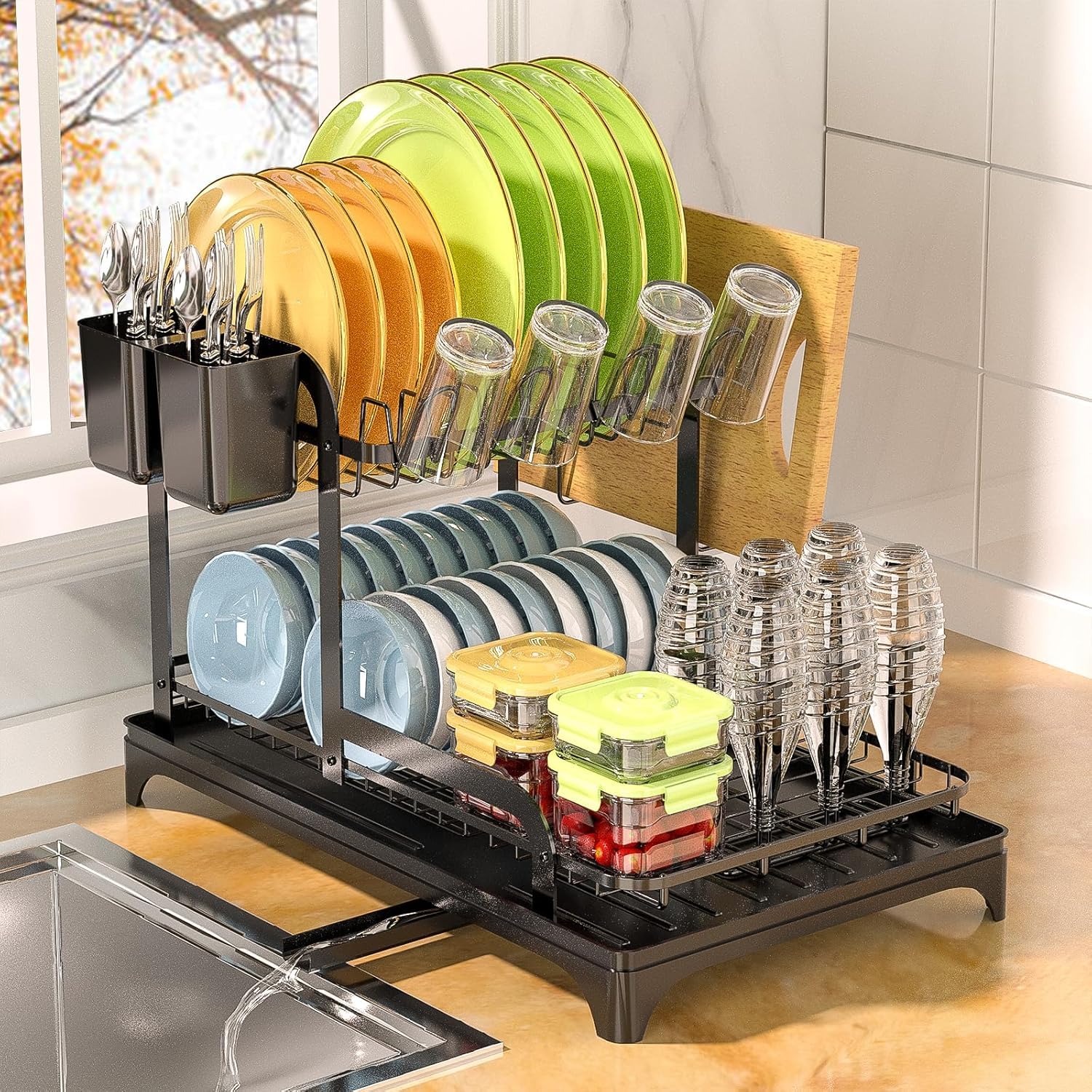 IMPREC Credenza Cucina Moderna, Scolapiatti da Parete for Cucina Scolapiatti Multifunzionale con